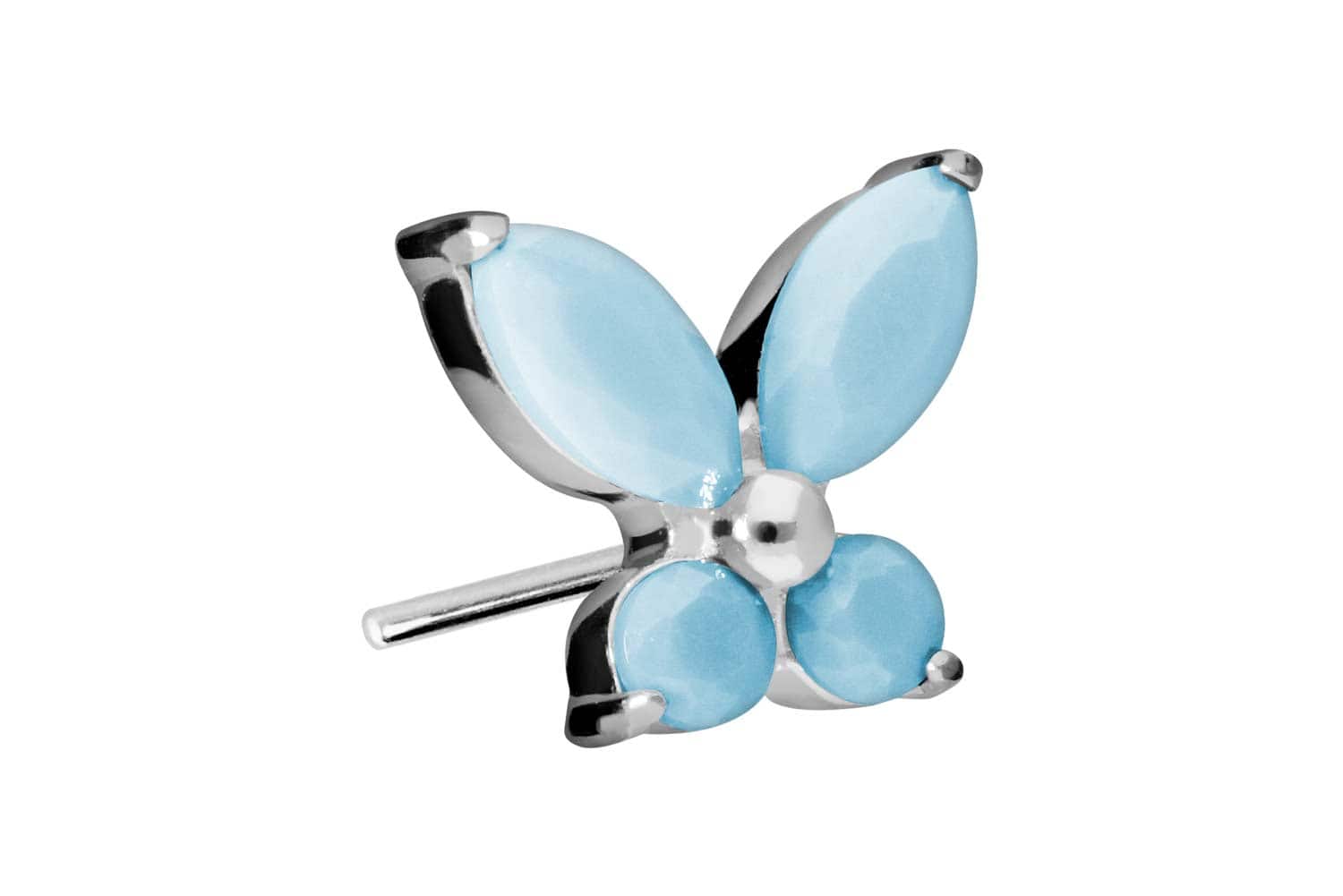 Titan Aufsatz mit Push Pin SCHMETTERLING + SYNTHETISCHE TÜRKISE von Piercingline